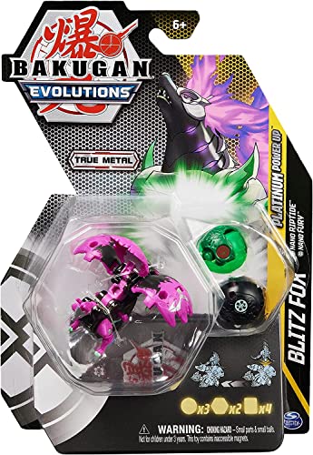 Bakugan Evolutions: Platinum Power Up Darkus Blitz Fox, Actionfigur True Metal 2 Nanogan 2 BakuCores von Spin Master