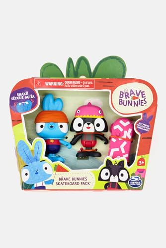 Brave Bunnies Skateboard Pack, Skaten mit Bop Hase und Waschbär, mit 2 Actionfiguren und 1 Skateboard als Zubehör, Spielzeug für Kinder ab 3 Jahren, Basic Figuren Set von Spin Master