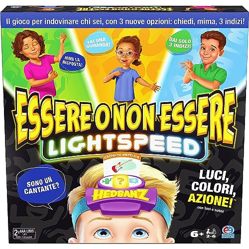 Editrice Spiele, Sein oder Nicht Lightspeed, das klassischste unter den Brettspielen, um zu erraten, wer du bist mit Licht und Geräuschen, Kartenspiele für Kinder, Brettspiele, 6+ Jahre von Spin Master Games