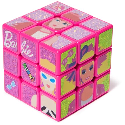 Rubik's Cube Barbie-Würfel feiert Barbies 50-jähriges Jubiläum, problemlösendes Denksport-Puzzle, Sammlerstück, Barbie-Fidget-Spielzeug für Kinder ab 8 Jahren von Spin Master