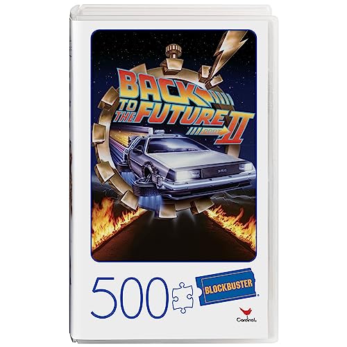 Spin Master 6061266 Back to The Future 2 Film, 500 Teile Puzzle im Retro-Blockbuster-VHS-Videokoffer aus Kunststoff, für Erwachsene und Kinder ab 8 Jahren II Movie, grau von Spin Master