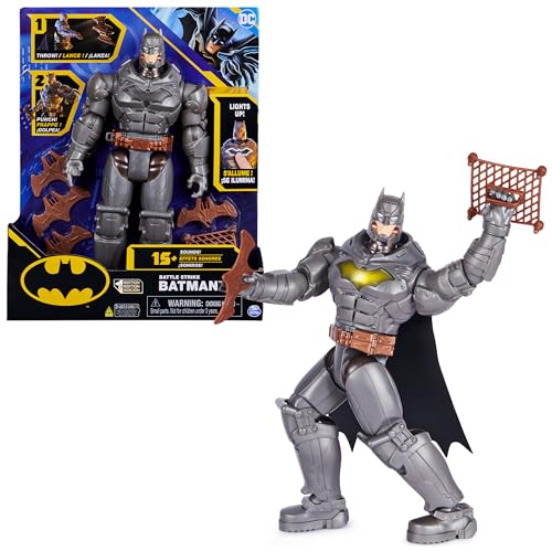 DC Comics Batman 30 cm Deluxe - Actionfigur mit Schlag - und Wurffunktion, 5 Ausrüstungsgegenständen, Licht - und Soundeffekten, 1 Einheit von DC Comics