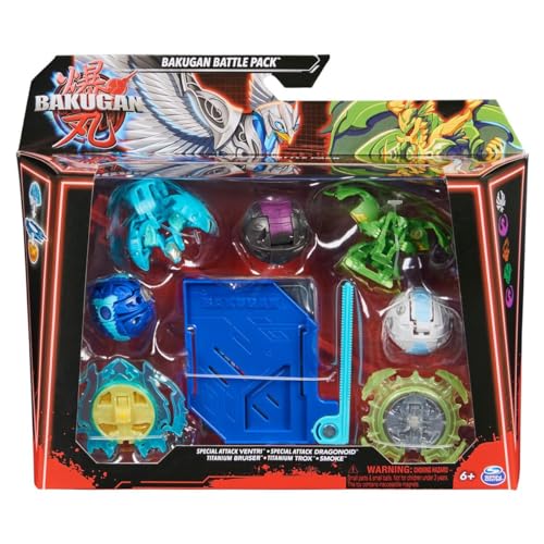 Spin Master Bakugan Blue Base Battle Pack Actionfiguren-Set, Special Attack Ventri, Special Attack Dragonoid, Titanium Bruiser, Titanium Trox, Smoke, 6066988 von Spin Master