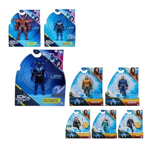 Spin Master Blue Beetle 4" Actionfigur 3 Sortiert und Aquaman 4" Actionfigur 5 Sortiert Komplett 8 stück von Spin Master