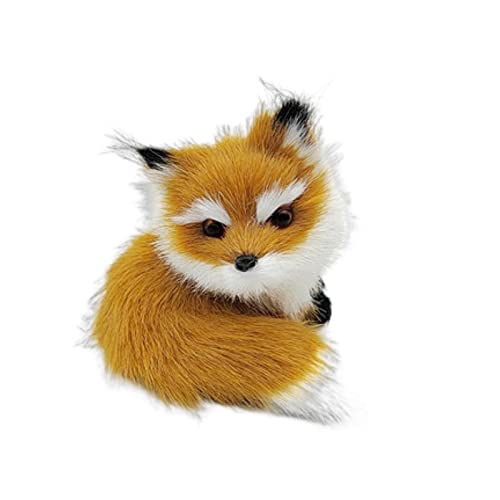 Niedlicher Simulation Fuchs Schöne Realistische Mini Tierfigur Plüschtier Ornament Kunststoff Kunstfell Fuchs Figuren Tier Modell Ornament Auto Dekoration Weihnachten Geburtstag Geschenke, Braun D von SpirWoRchlan