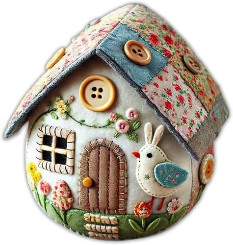 Patchwork-Filz-Eierhaus, DIY-Kit, DIY-Patchwork-Filz-Eierhaus, Kükenhaus-Bastelset mit Materialpaket, Anleitung (evtl. nicht in deutscher Sprache), handgefertigtes besticktes Filz-Ostereier-Set, von SpirWoRchlan