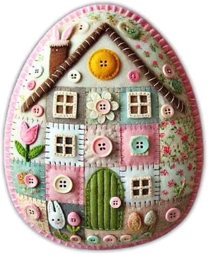 Patchwork-Filz-Eierhaus, DIY-Kit, DIY-Patchwork-Filz-Eierhaus, Kükenhaus-Bastelset mit Materialpaket, Anleitung (evtl. nicht in deutscher Sprache), handgefertigtes besticktes Filz-Ostereier-Set, von SpirWoRchlan