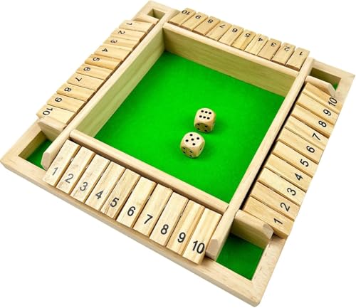 SpirWoRchlan Shut The Box Spiel, 4 Spieler, Holztischspiel, Würfelspiele, Reisespiel, Holzbrett, STEM, Lernen, traditionelles Familienspiel für Kinder und Erwachsene, Grün von SpirWoRchlan