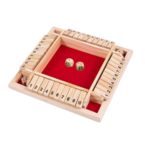 SpirWoRchlan Shut The Box Spiel, 4 Spieler, Holztischspiel, Würfelspiele, Reisespiel, Holzbrett, STEM, Lernen, traditionelles Familienspiel für Kinder und Erwachsene, Rot von SpirWoRchlan