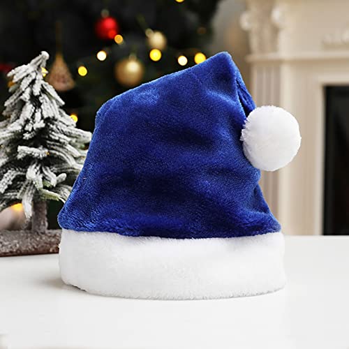 SpirWoRchlan Weihnachtsmütze, Weihnachtsmannmütze für Erwachsene, Unisex, Samt, gemütlich, für Silvester, Urlaub, Partyzubehör, Blau von SpirWoRchlan