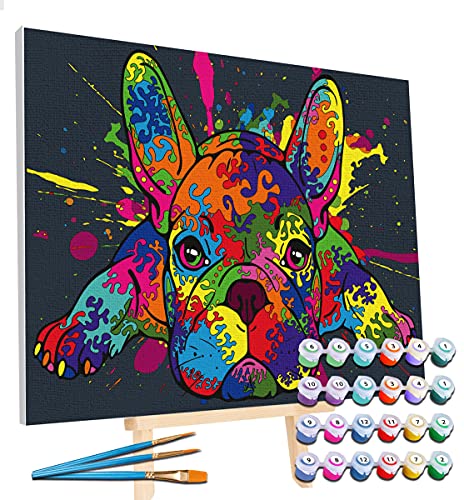 Splat Planet Französische Bulldogge Malen Nach Zahlen, Gerahmt, Fluoreszierendes Neon, Malen Nach Zahlen Auf Leinwand, Malen Nach Zahlen Für Erwachsene Und Kinder. 30x40cm von Splat Planet