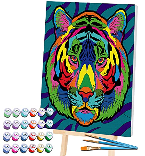 Splat Planet Tiger Malen nach Zahlen gerahmt, fluoreszierende Neonfarbe, Malen nach Zahlen, Malen nach Zahlen, Malen nach Zahlen, Malen nach Zahlen für Erwachsene, Kinder, Malen nach Zahlen, 30 x 40 von Splat Planet