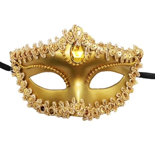 Spldsun Venezianische Maske, Maskenball Masken, Masquerade Mask, für Halloween, Abschlussball, Fasching Party KostüM Masken (Gold) von Spldsun