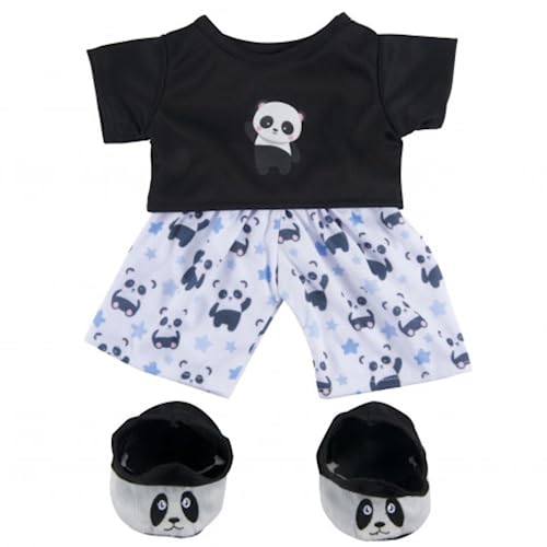 25 cm große Teddybär-Kleidung – Panda-Pyjama- und Hausschuhe-Outfit von Splodge Teddy Parties