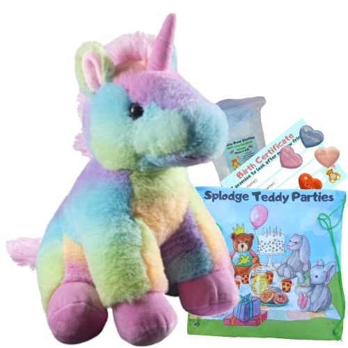 40 cm großer Plüsch-Regenbogen-Einhorn - Set zum Basteln eines Teddybären - Teddybären zum Selbermachen - kein Nähen von Splodge Teddy Parties