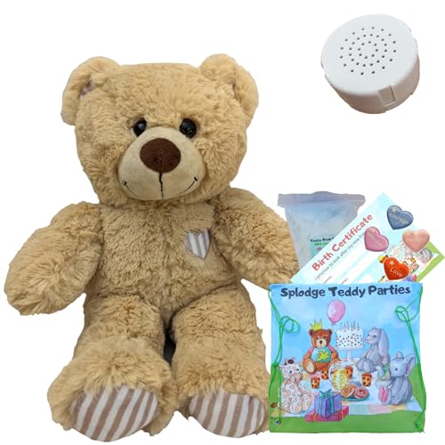 Brauner Kuschelbär – weiches Plüschtier – 40 cm – bauen Sie Ihr eigenes Teddybär-Bastelset mit Diktiergerät – kein Nähen von Splodge Teddy Parties