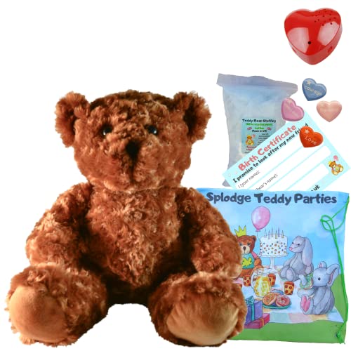 Classic Chocolate Brown Bear Plüschtier 40 cm – Bauen Sie Ihren eigenen Teddybär-Set mit Sprachaufzeichnung von Splodge Teddy Parties