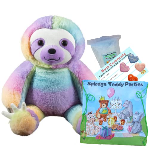 Regenbogen-Faultier-Teddybär, Plüschtier, Geschenk, Bauen Sie Ihren eigenen Teddybär-Bastelset, kein Nähen, 40 cm (Basis-Set) von Splodge Teddy Parties