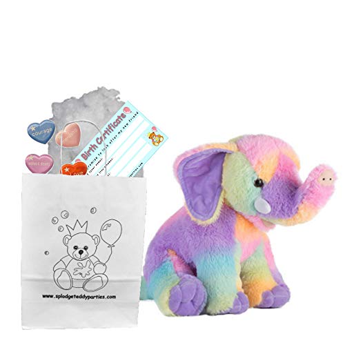 Regenbogenelefant Teddybär - Teddybären zum Selbermachen - 25cm - Bauen Sie Ihren eigenen Teddybär – ohne Nähen von Splodge Teddy Parties