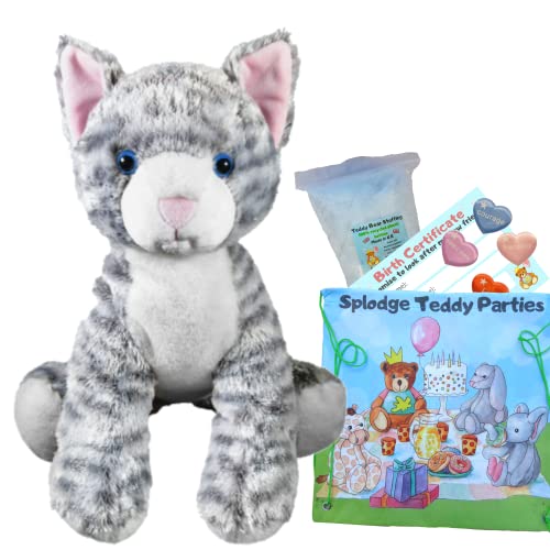 Splodge Teddy Parties Plüschtier „Graue Katze“ – Bausatz zum Selberbauen eines Teddybären – 16"/40 cm – kein Nähen erforderlich von Splodge Teddy Parties