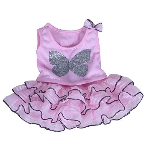 Splodge Teddy Parties Teddybär-Kleidung – Rosa Schmetterlings- Top und Tutu-Outfit – Größe: 25 cm - Teddybär Nicht enthalten von Splodge Teddy Parties