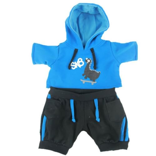 Blauer Dinosaurier Kapuzenpullover und Jeans - Teddy Outfit Kleidung - 25cm - Teddybär Nicht enthalten von Splodge Teddy Parties