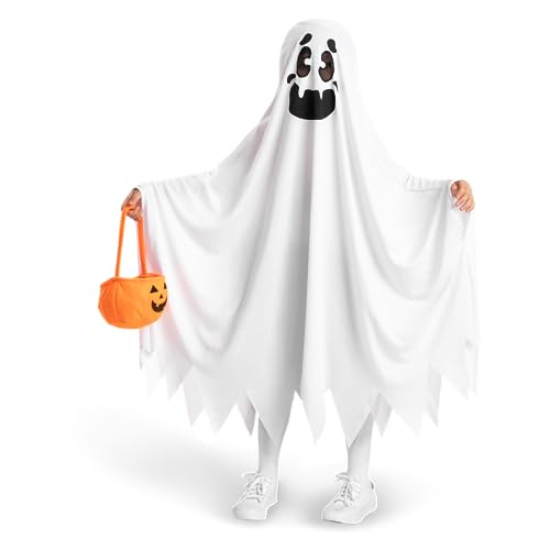 Spooktacular Creations Geist Geister umhang Kinder kostüm für Halloween Süßes oder Saures, Medium (8-10 yr). von Spooktacular Creations