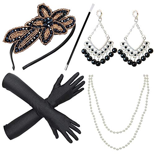 Spooktacular Creations 1920er Jahre Damen Accessoires, Retro Old Hollywood Kostümzubehör, 20er Gatsby Gangster Kostüm Set für Halloween von Spooktacular Creations