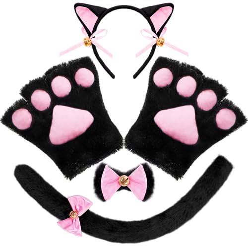 Spooktacular Creations 5 Stück Kätzchen Kitty Katze Kostüm Zubehör Set für Erwachsene und Kinder Cosplay Halloween Dress Up von Spooktacular Creations