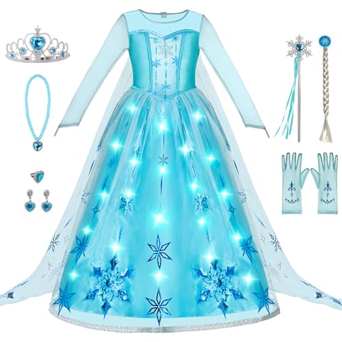 Spooktacular Creations 8-teiliges leuchtendes Eisprinzessin-Kleid für Mädchen: langes Cape-Prinzessin-Kostüm mit LED, perfekt für Geburtstag, Cosplay und Halloween-Partys(Größe, klein, 5–7 Jahre). Spooktacular Creations 8-teiliges leuchtendes Eisprinzessin-Kleid für Mädchen: langes Cape-Prinzessin-Kostüm mit LED, perfekt für Geburtstag, Cosplay und Halloween-Partys(Größe, klein, 5–7 Jahre). von Spooktacular Creations