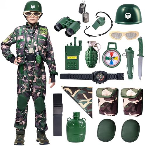 Spooktacular Creations Army Special Forces-Kostüm für Kinder, Camouflage-Trooper-Kostüm-Outfit für Kinder, Halloween-Verkleidung, Rollenspiele und Karnevals-Cosplay (XL (12–14 Jahre)) von Spooktacular Creations