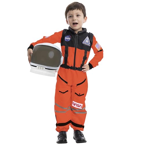 Spooktacular Creations Astronautenkostüm: Raumanzug mit beweglichem Astronautenhelm, perfekt für Kleinkinder, Mädchen, Halloween, Cosplay, Mottoparty-Orange 3T (3-4 Jahre) von Spooktacular Creations