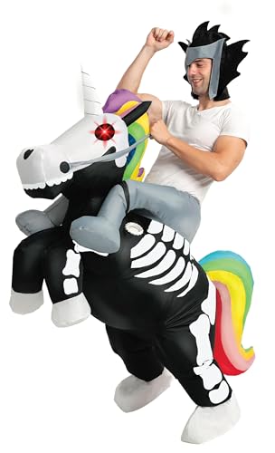 Spooktacular Creations Aufblasbares Einhorn-Skelett Kostüm, auf einem Einhorn-Skelett reiten, Deluxe Halloween-Kostüm für Erwachsene Unisex, Einheitsgröße von Spooktacular Creations