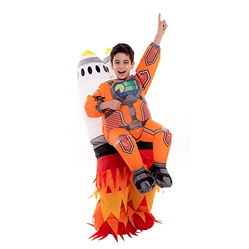 Spooktacular Creations Aufblasbares Halloween Kostüm für Kinder Jet Pack Astronaut Dress Up Rollenspiel Aufblasbares Kostüm mit Rakete (8-10 Jahre) von Spooktacular Creations