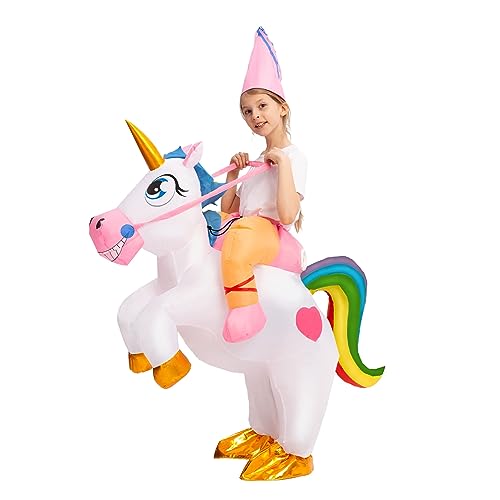 Spooktacular Creations Aufblasbares Kostüm Einhorn reitet ein Einhorn Air Blow-up Deluxe Halloween Kostüm (weiß, 7-10 Jahre) von Spooktacular Creations