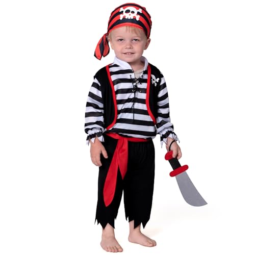 Spooktacular Creations Baby Piratenkostüm für Säugling, Kleinkind, Piraten vor, Rollenspiel Dress-up Set, Piratenzubehör, Halloween Pirate Kostüm 1824 von Spooktacular Creations