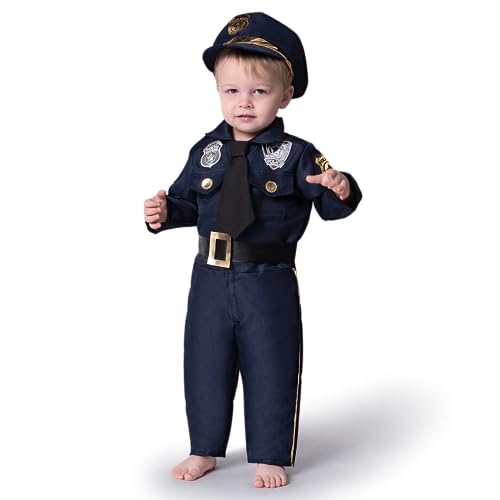 Spooktacular Creations Baby Polizeikostüm mit einem Polizeihut, einem Overall, einer Krawatte, einem Gürtel und Abzeichen, Polizist Pretend Play Fancy Dress für Kleinkind Cop Kostüm von Spooktacular Creations