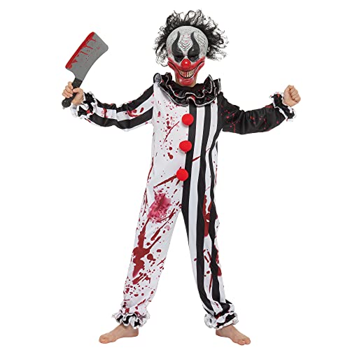 Spooktacular Creations Boy Bleeding Killer Clown Kostüm, Horror Slasher Clown Kostüm für Halloween Dress Up Parties, Scary Theme Party, Killer Clown Role Playing von Spooktacular Creations