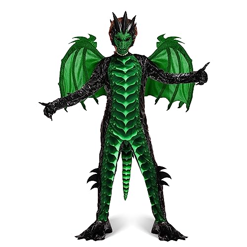 Spooktacular Creations Child Green Dragon Costume, Boys Dragon Wings, Tail and Mask Set for Halloween Dress Up (Small (5-7 yrs) von Spooktacular Creations