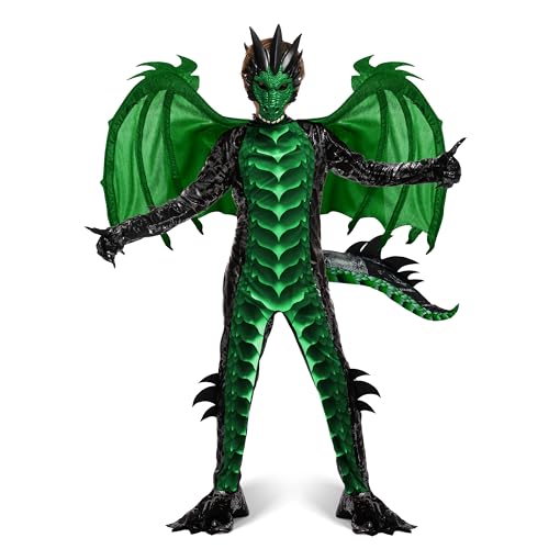 Spooktacular Creations Child Green Dragon Costume, Boys Dragon Wings, Tail and Mask Set for Halloween Dress Up (Small (5-7 yrs) von Spooktacular Creations