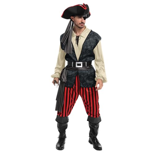 Spooktacular Creations Erwachsene Herren Beige Piratenkostüm für Halloween, Kostümparty, Süßes oder Saures, Cosplay-Party von Spooktacular Creations