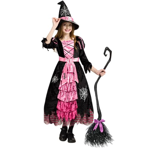 Spooktacular Creations Fairytale Pink Witch Süßes Hexenkostüm Deluxe-Set mit Besen für Mädchen von Spooktacular Creations