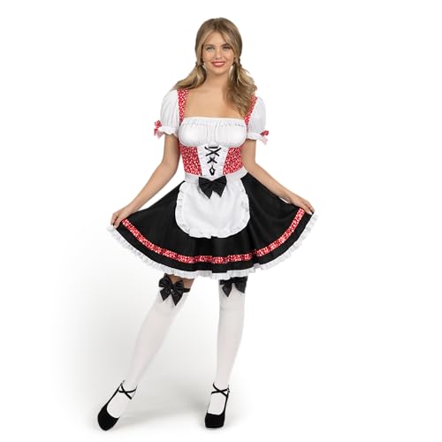 Spooktacular Creations Frauen Deutsch Oktoberfest Kostümset, schwarzes und rotes Deutsch Bier Mädchenkleid und hohe Strümpfe für Adult Halloween Dress Up Party Cosplay-M von Spooktacular Creations