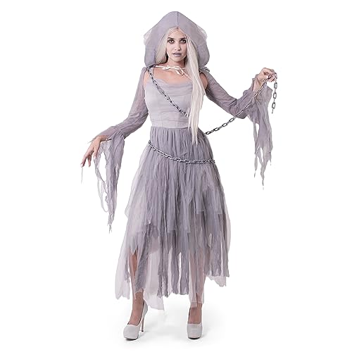 Spooktacular Creations Frauen Haunting Beauty Kleid Kostüm mit Kunststoff-Kette, Kapuzenumhang für Erwachsene Halloween Dress Up Party Cosplay-XL von Spooktacular Creations