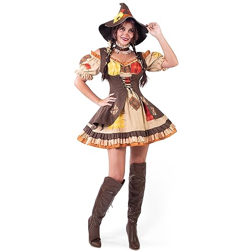 Spooktacular Creations Frauen braune Vogelscheuche Kleid mit Hut, Kragenkostüm Set für Adult Halloween Dress up Party Cosplay-M Spooktacular Creations Frauen braune Vogelscheuche Kleid mit Hut, Kragenkostüm Set für Adult Halloween Dress up Party Cosplay-M von Spooktacular Creations