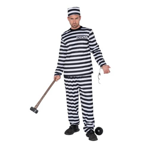 Spooktacular Creations Gefangenen Kostüm erwachsene Männer Insassen Jailbird Jumpsuit für Halloween Dress-up-Party, Rollenspiele Cosplay-XL von Spooktacular Creations