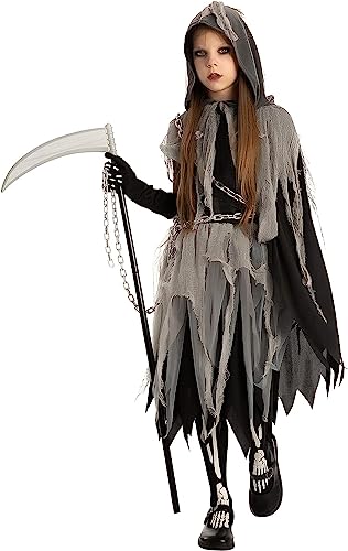 Spooktacular Creations Sensenmann Kostüm für Kinder Sensenmann Halloween Kostüm mädchen Grim Reaper Girl Costume Cosplay Outfit Halloween Party M 8-10 Jahre von Spooktacular Creations