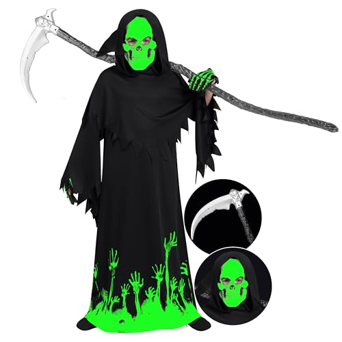 Spooktacular Creations Grim Reaper Glow in the Dark Deluxe Phantom Kostüm für Kinder XL (12-14 Jahre) von Spooktacular Creations