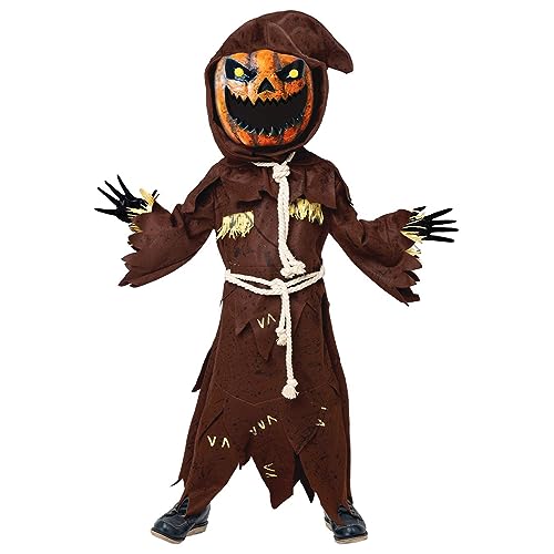 Spooktacular Creations Gruseliges Vogelscheuche Kürbis Bobble Kopf Kostüm mit Kürbis Halloween Maske für Kinder Rollenspiele (X-Large (13-15 yrs)) von Spooktacular Creations