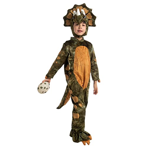 Spooktacular Creations Halloween Kind Triceratops Kostüm, braun Unisex Kleinkind Kinder realistische Dinosaurier Onesie Jumpsuit für Carnival Dress Up Party von Spooktacular Creations